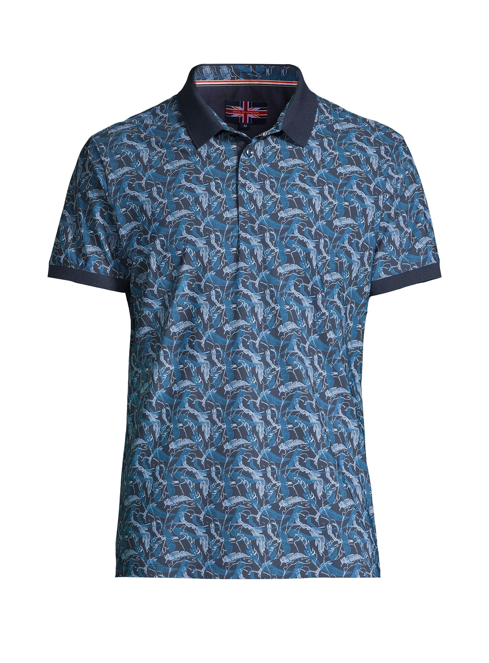 Short Sleeve Printed Polo – Blue