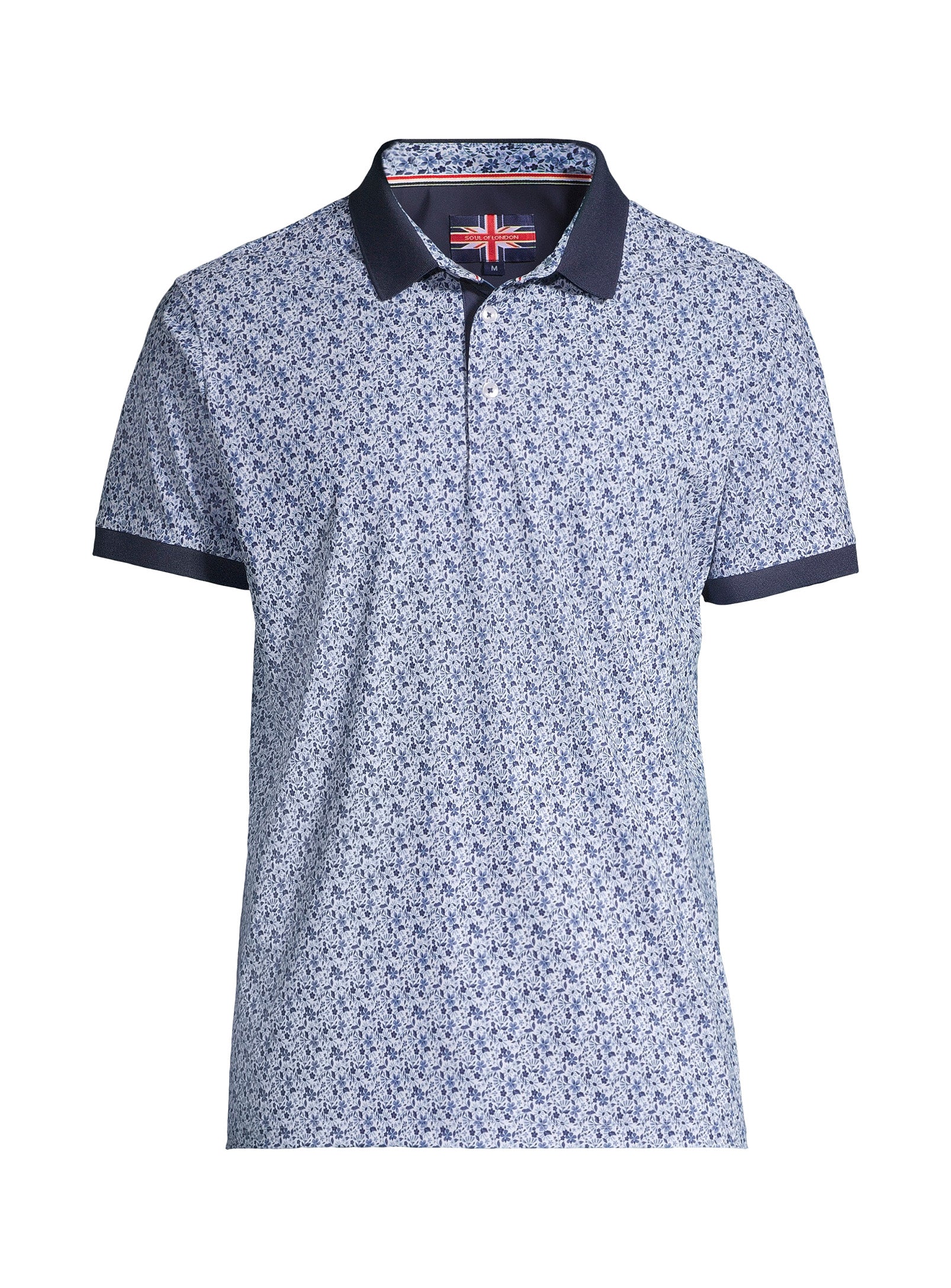 Short Sleeve Printed Polo – Navy