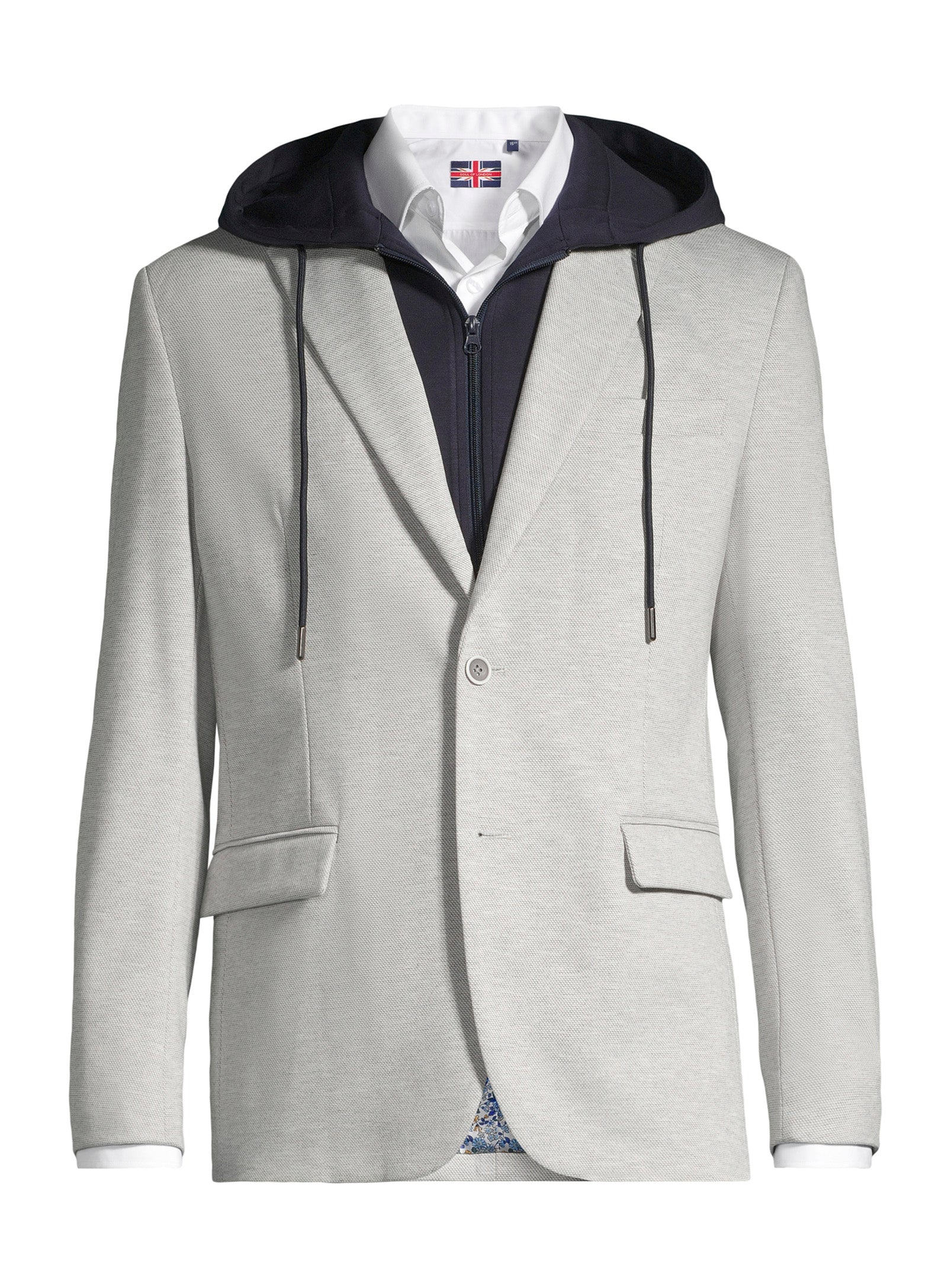 Knit Blazer with Hood – Light Grey