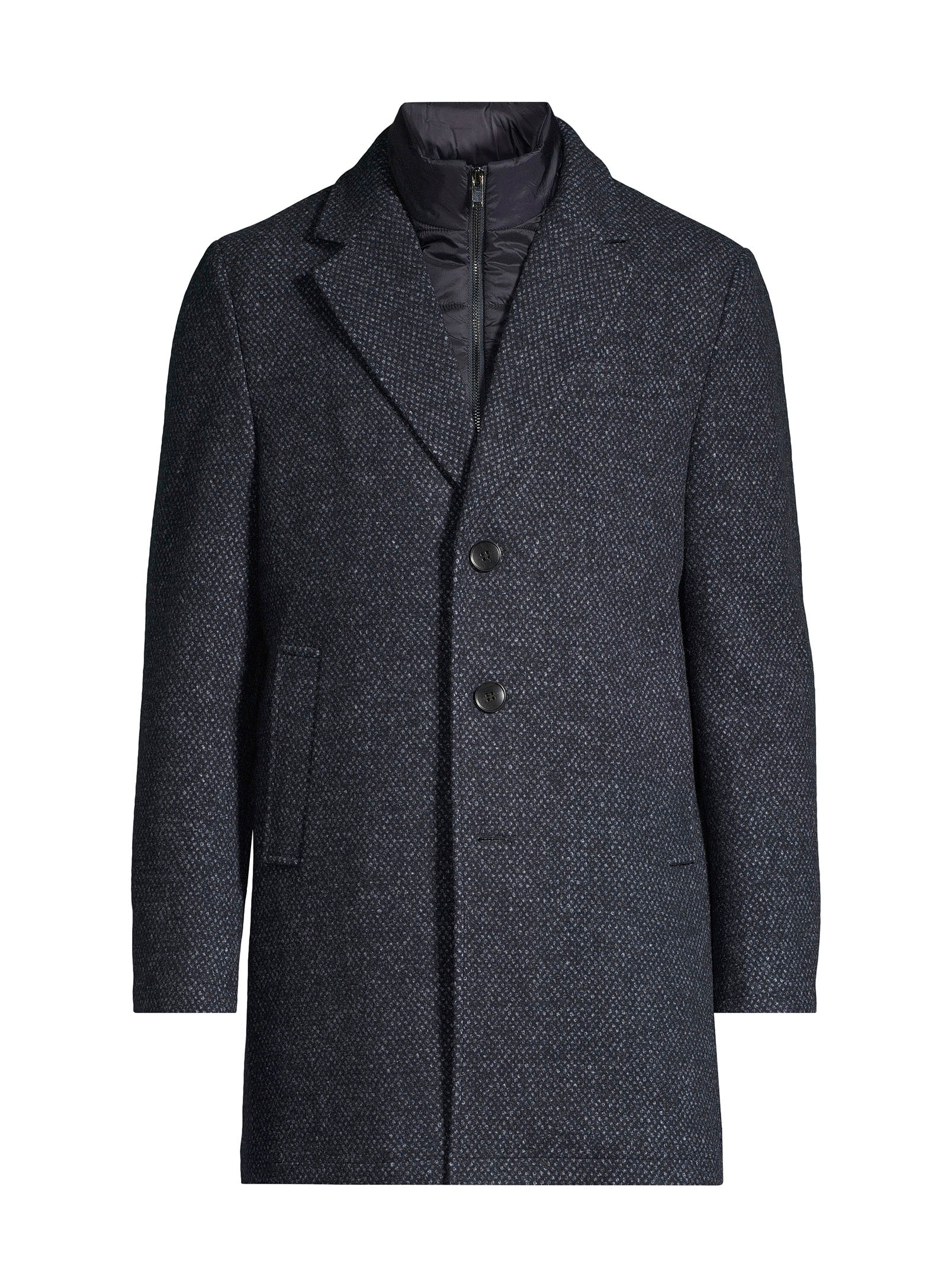 Dress Coat with Removable Bib - Navy