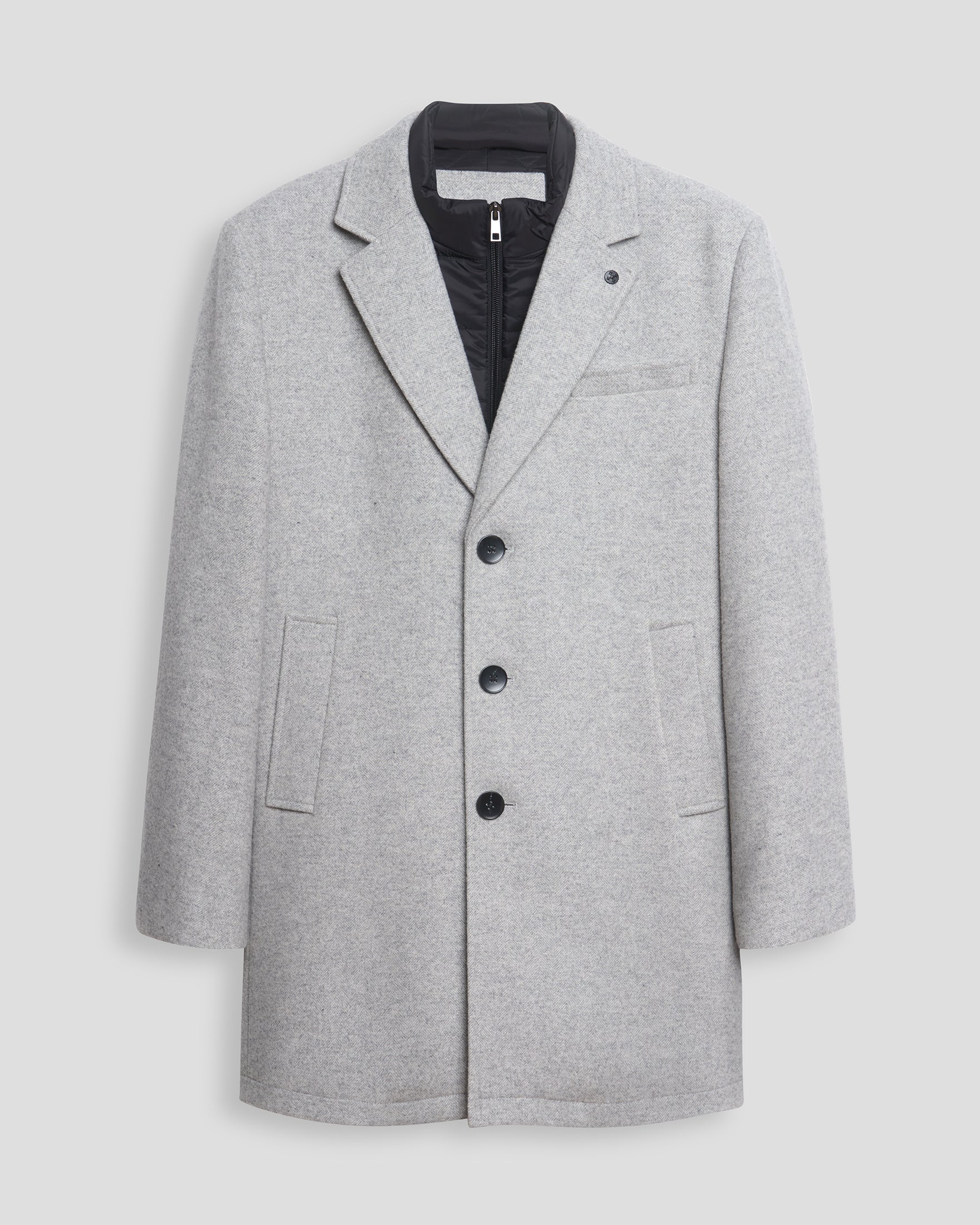 MANTEAU HABILLÉ AVEC PLASTRON AMOVIBLE - GRIS PÂLE