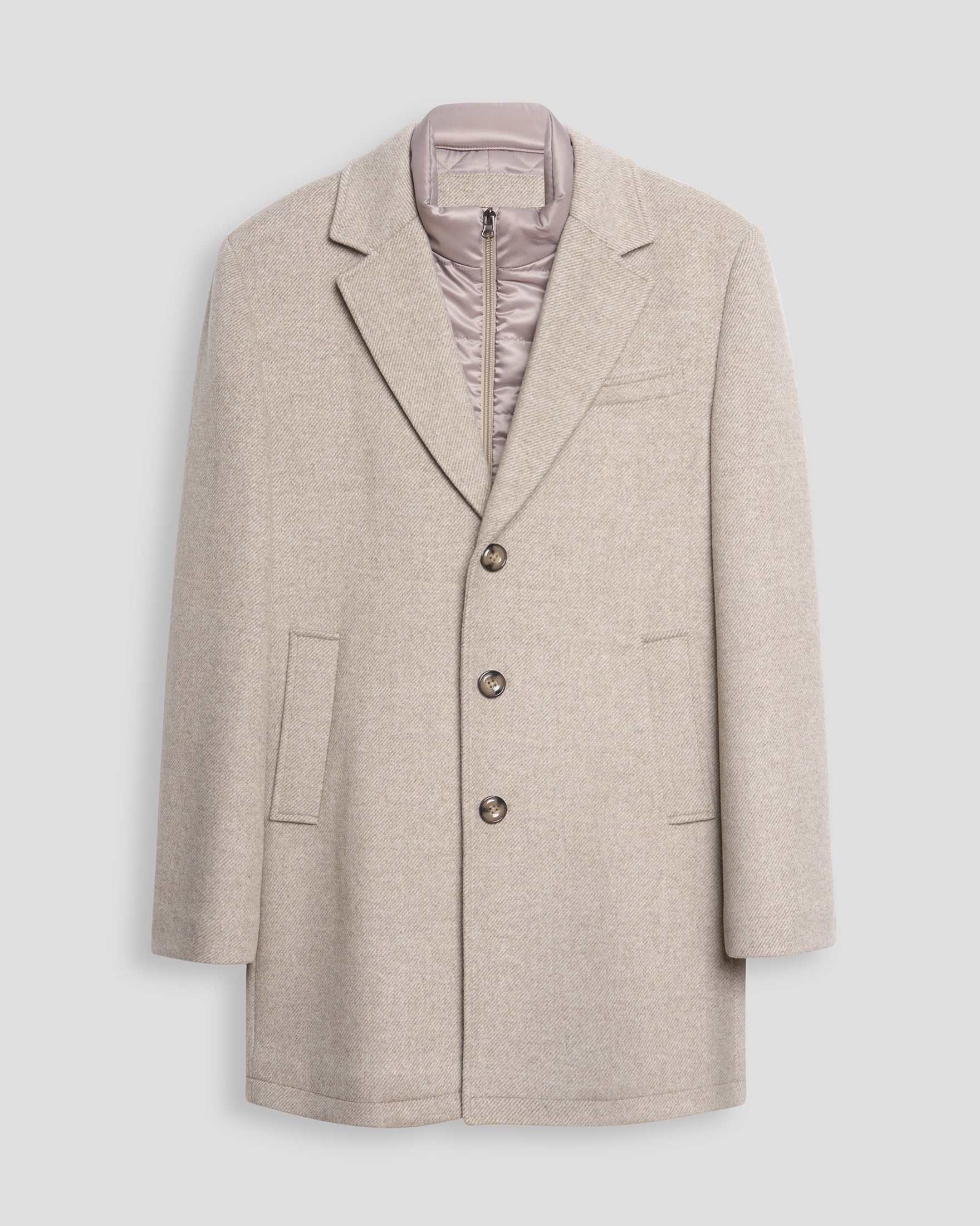 MANTEAU HABILLÉ AVEC PLASTRON AMOVIBLE - CHAMEAU