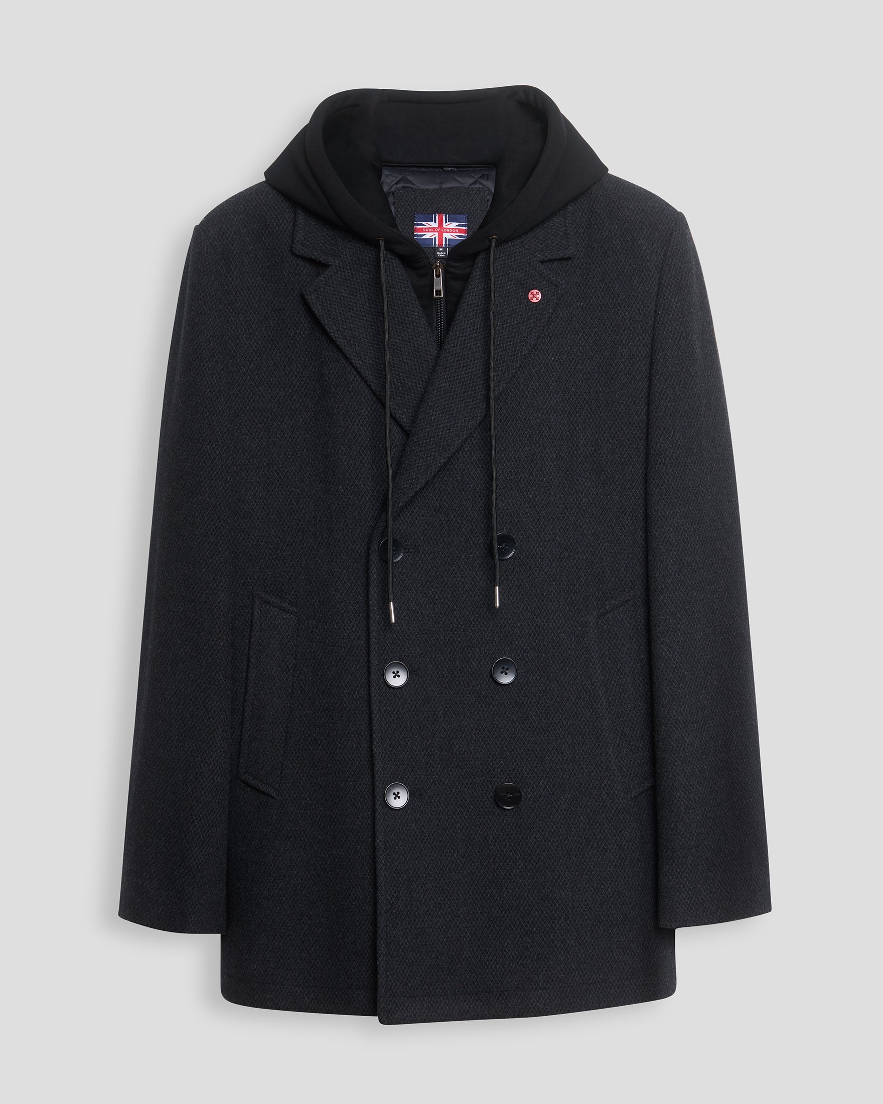 MANTEAU HABILLÉ AVEC PLASTRON AMOVIBLE - GRIS FONCÉ