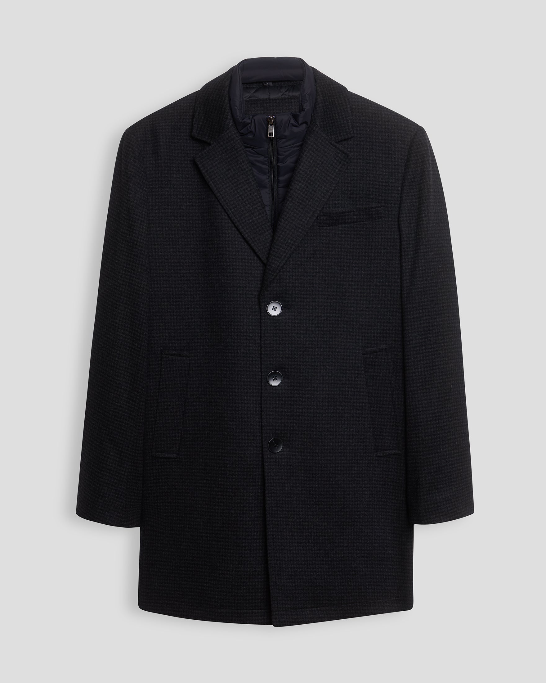 MANTEAU HABILLÉ AVEC CAPUCHON AMOVIBLE - NOIR