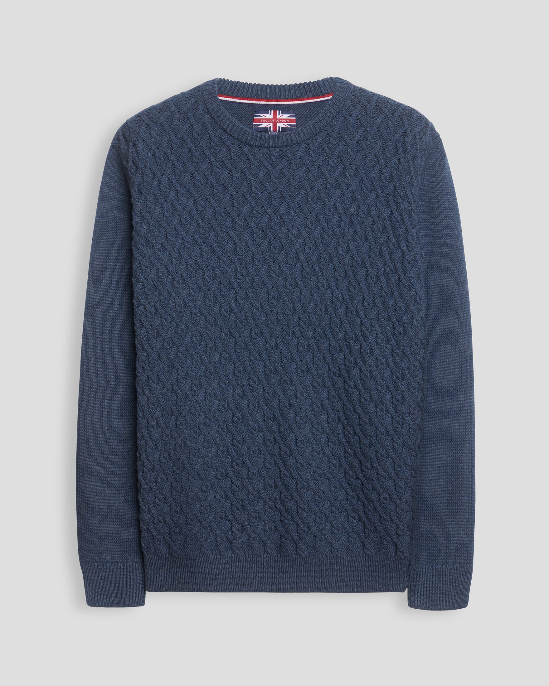 COTTON CREW NECK SWEATER - BLUE