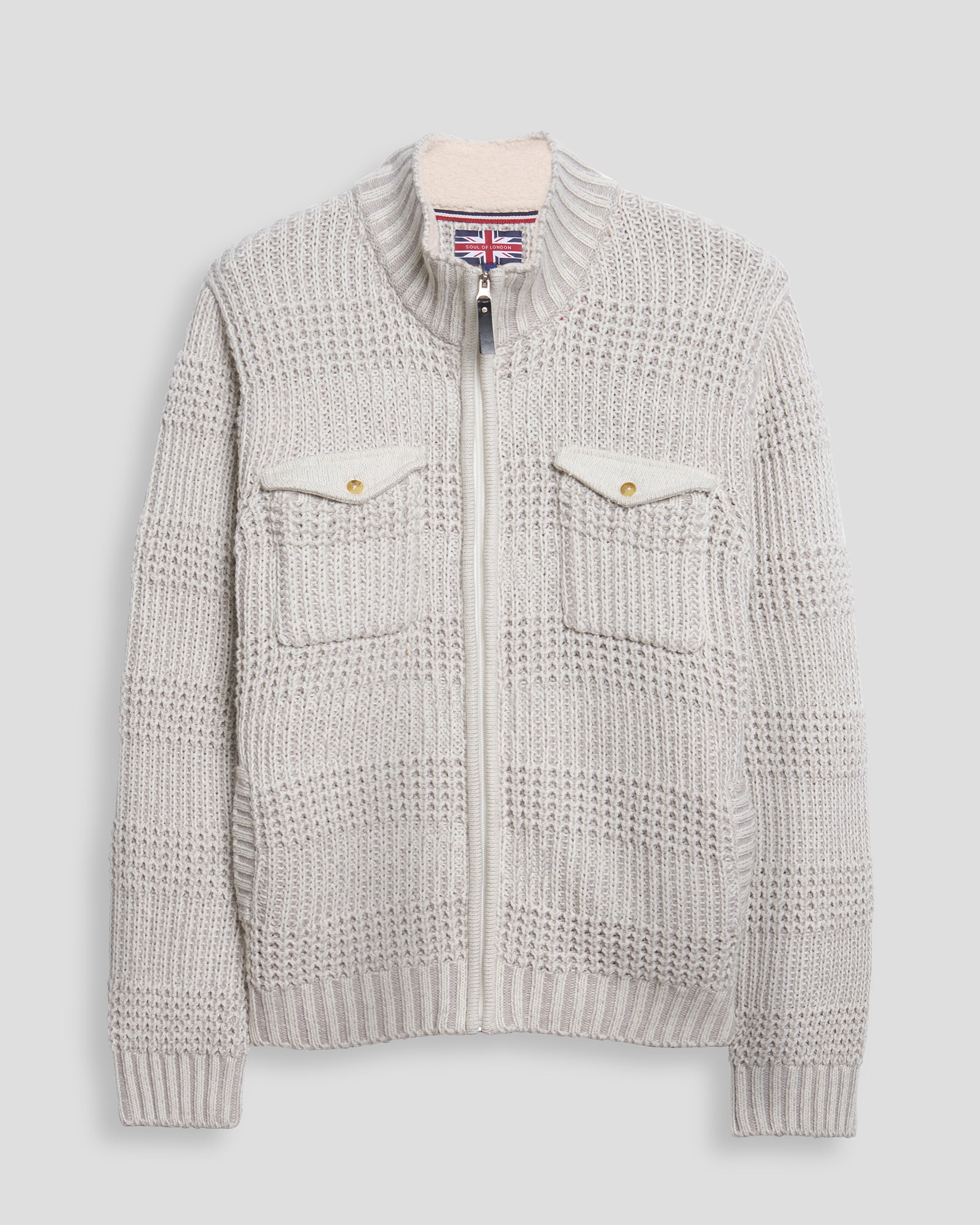 CARDIGAN EN TRICOT ÉPAIS À ZIP - AVOINE