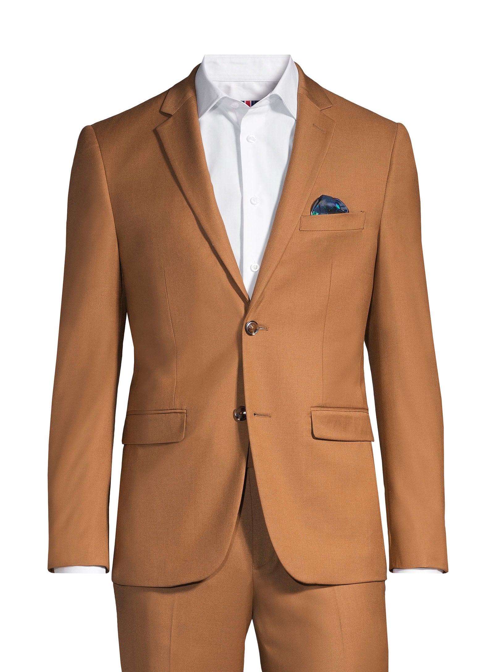 ESSENTIAL SLIM FIT SOLID COLOR SUIT - COGNAC