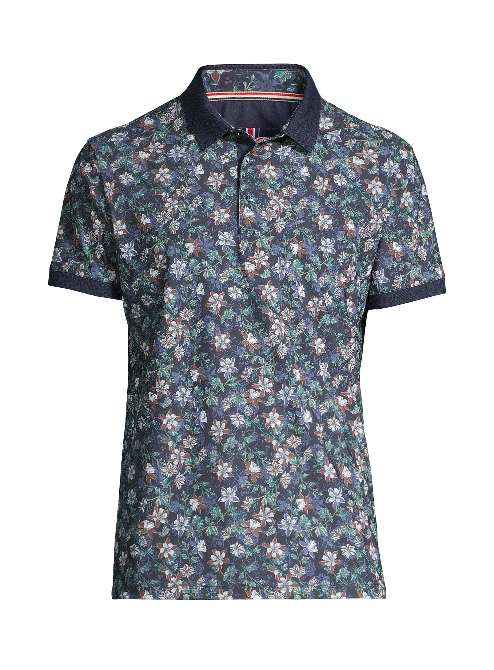 Short Sleeve Printed Polo – Navy