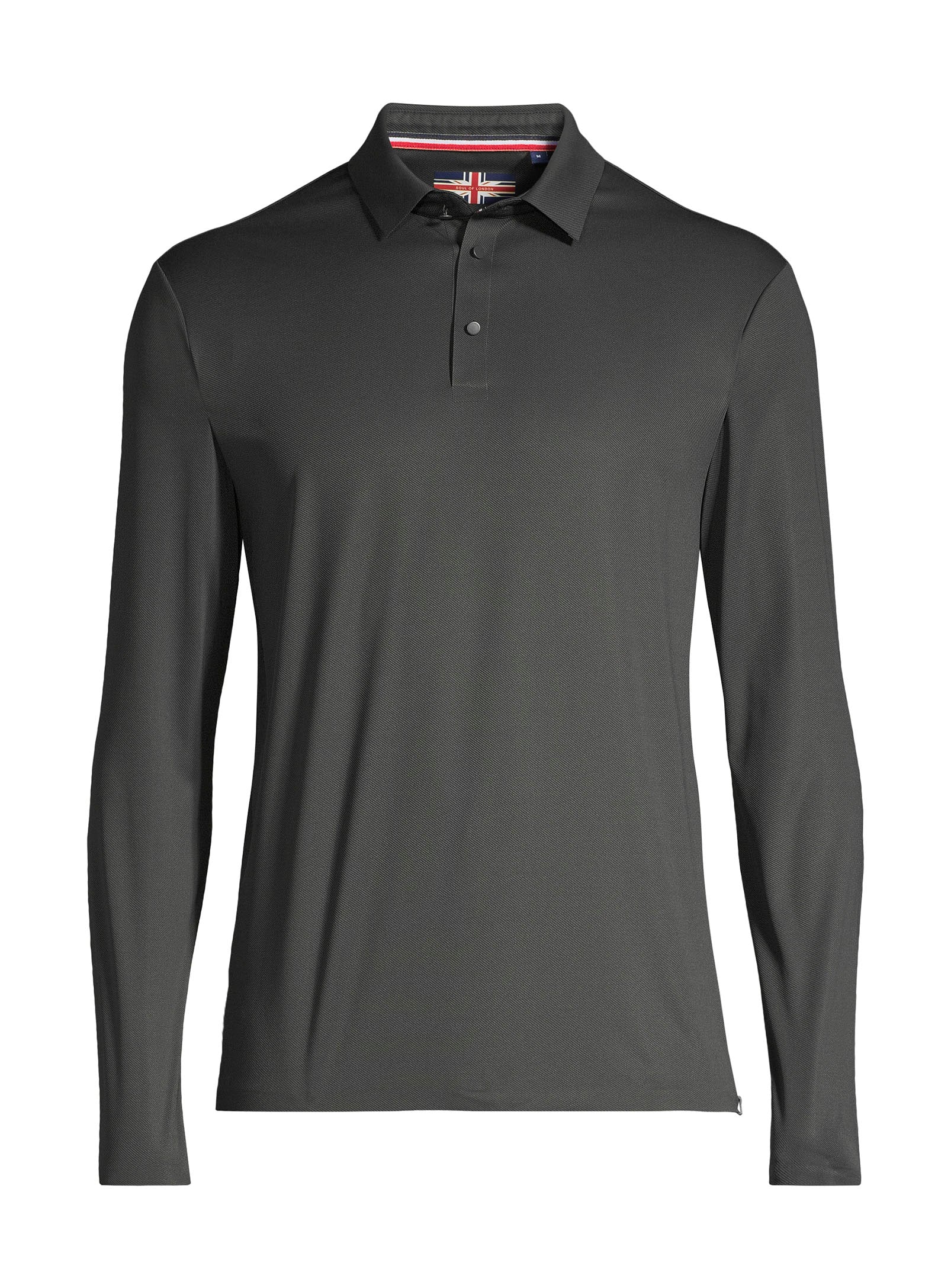 Long Sleeve Solid Polo - Charcoal