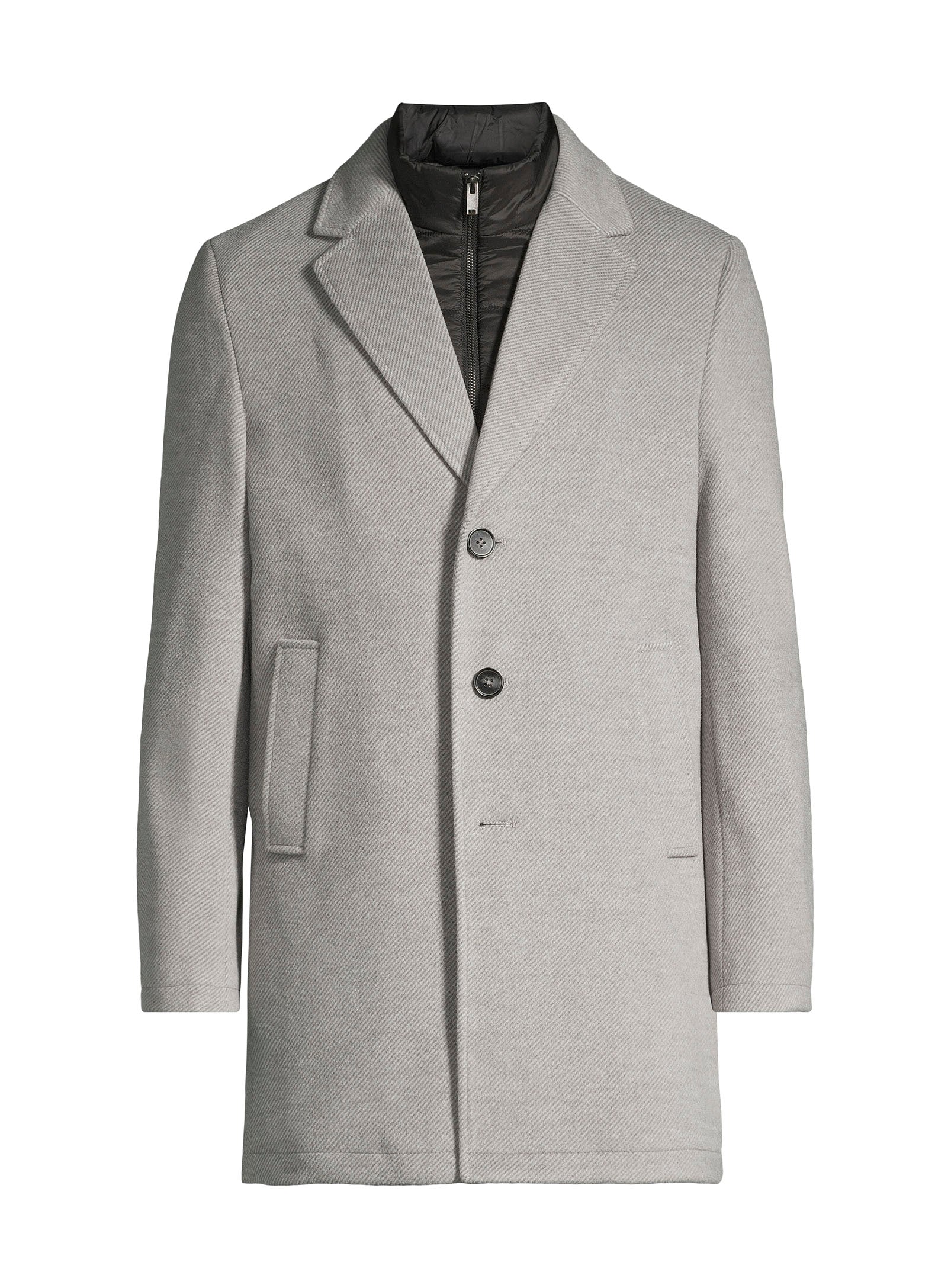 Dress Coat with Removable Bib - Light Grey