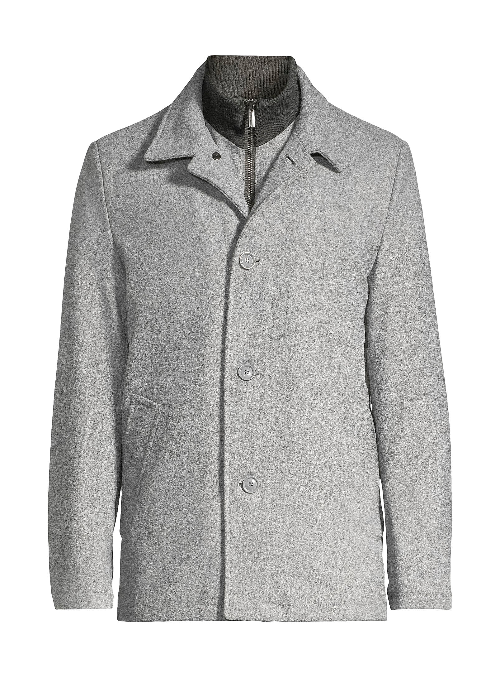 Dress Coat with Inner Vest - Light Grey