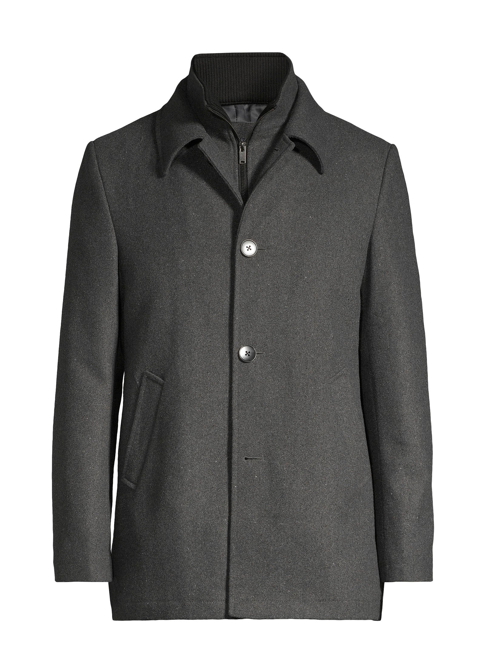 Dress Coat with Inner Vest - Charcoal