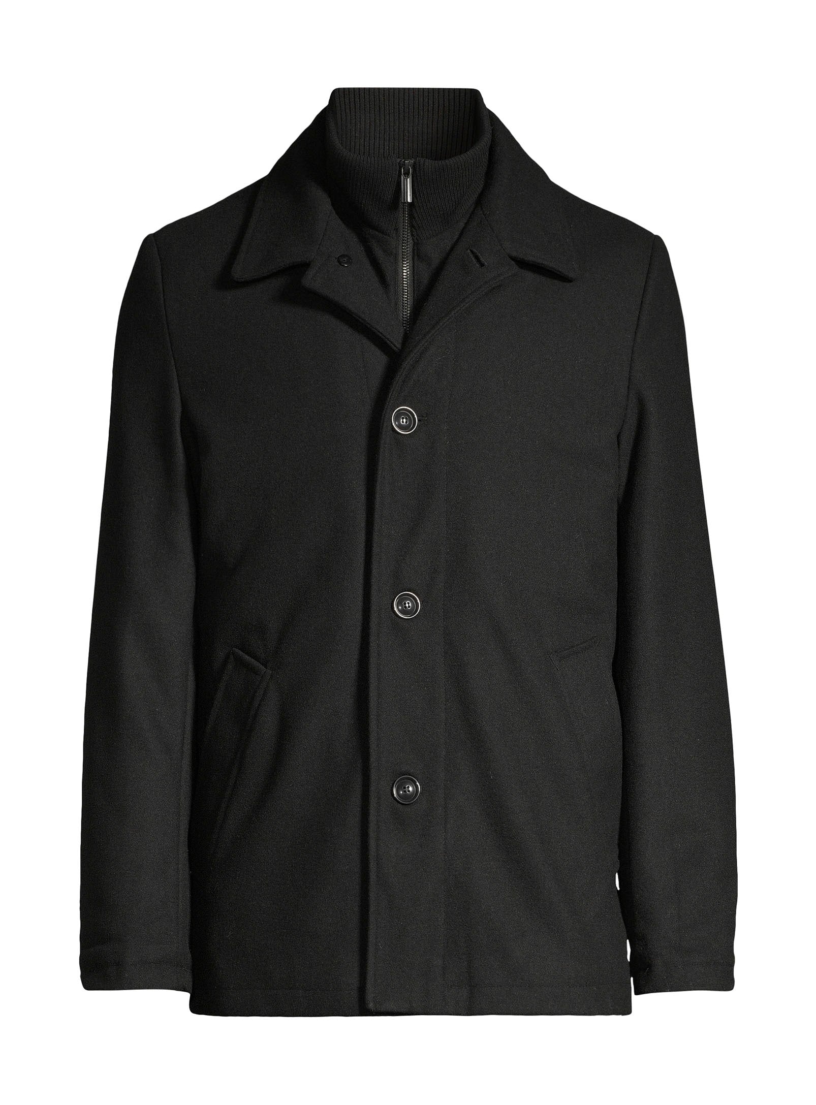 Dress Coat with Inner Vest - Black