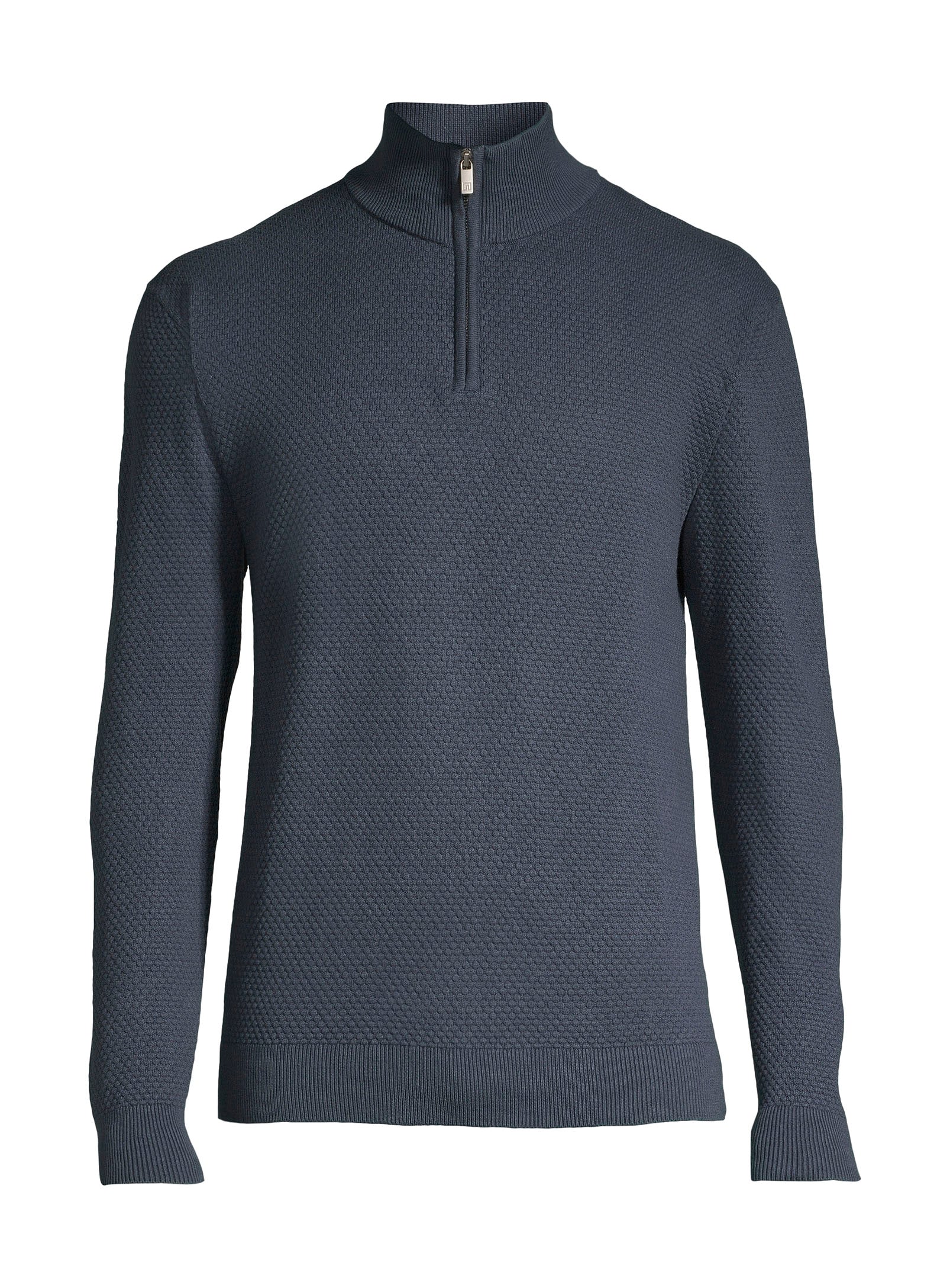 Chandail col zippé en coton - Marine