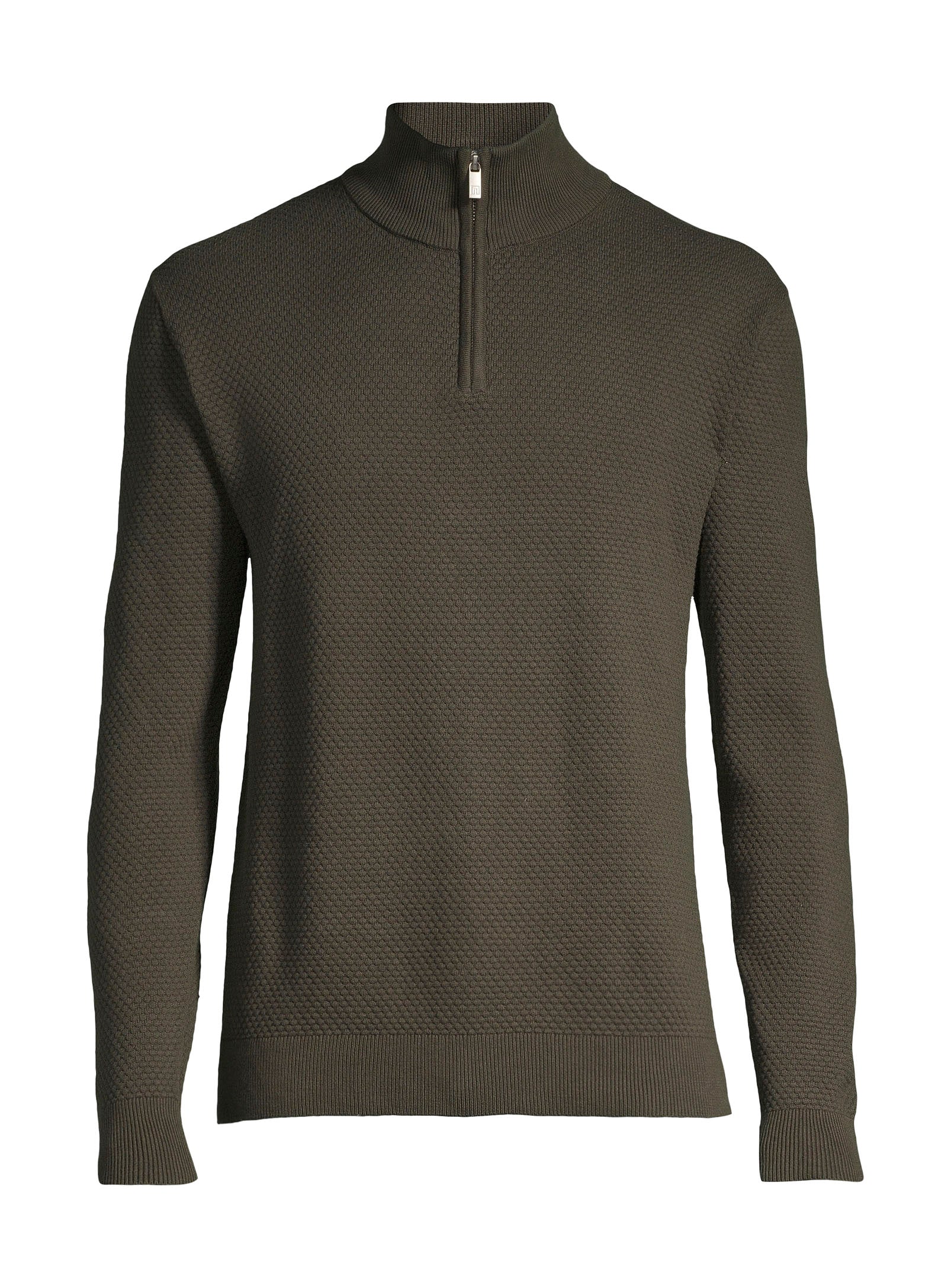 Chandail col zippé en coton - Vert
