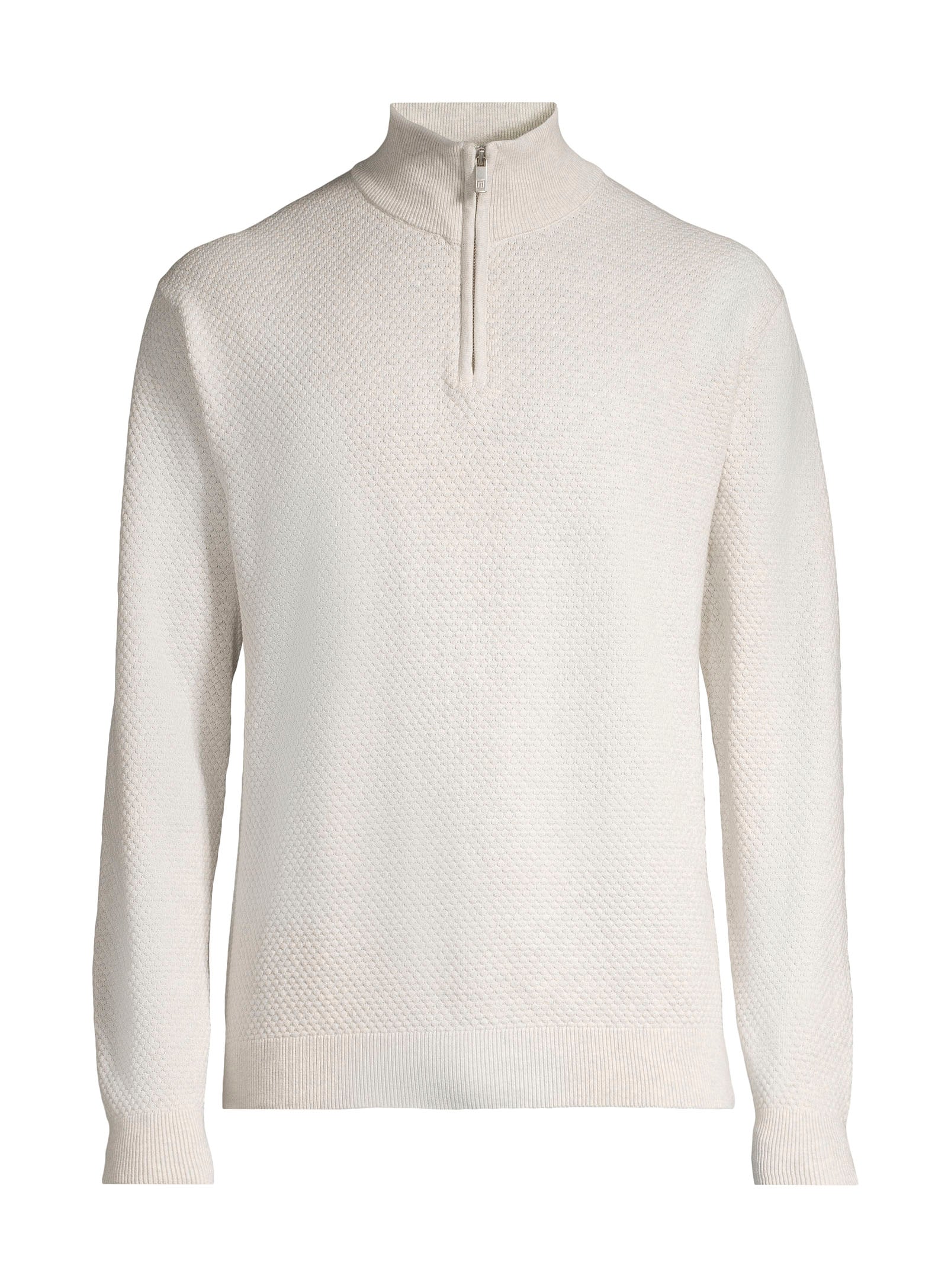 Chandail col zippé en coton - Écru