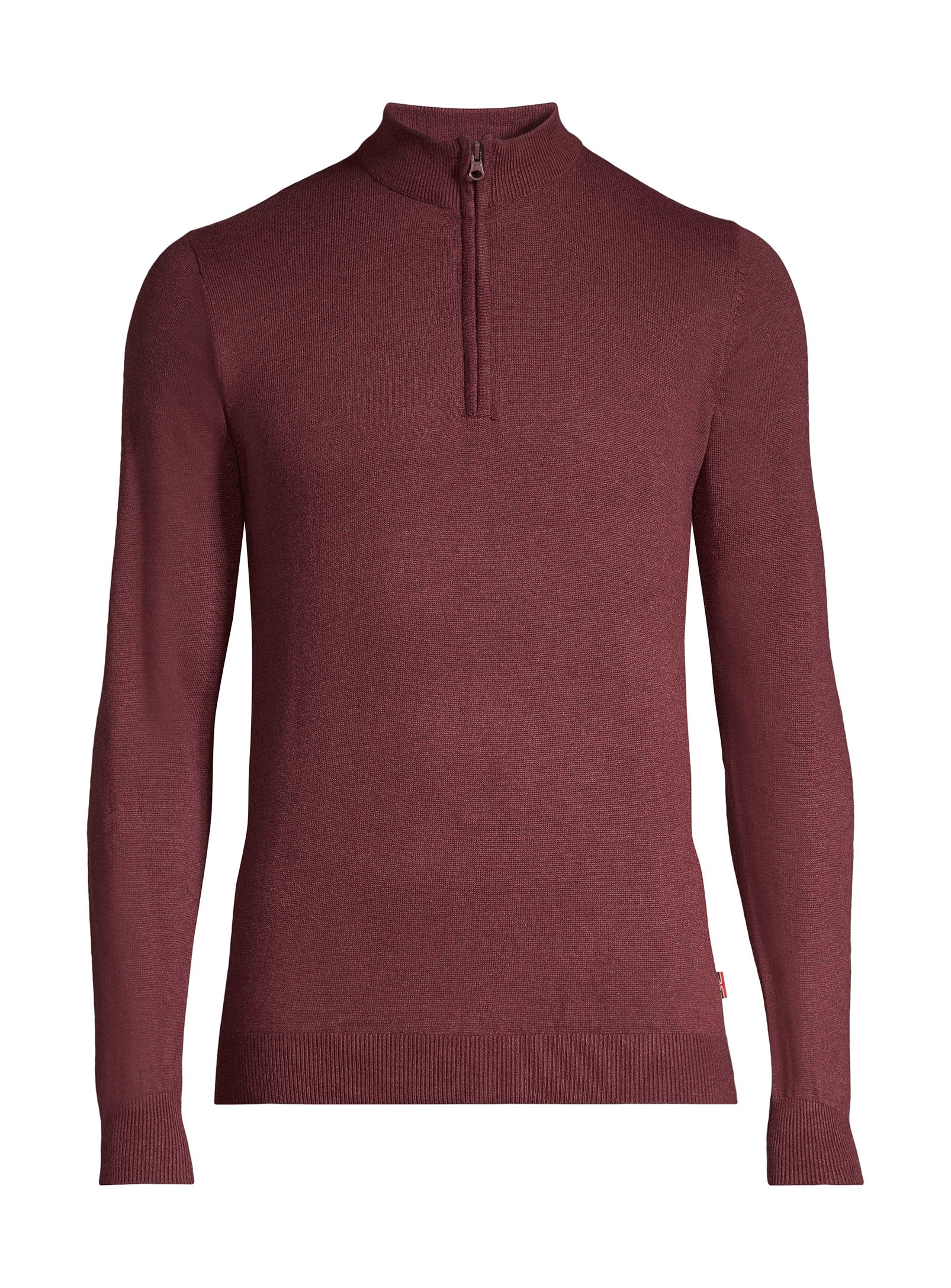 Cotton Quarter Zip Sweater - Burgundy