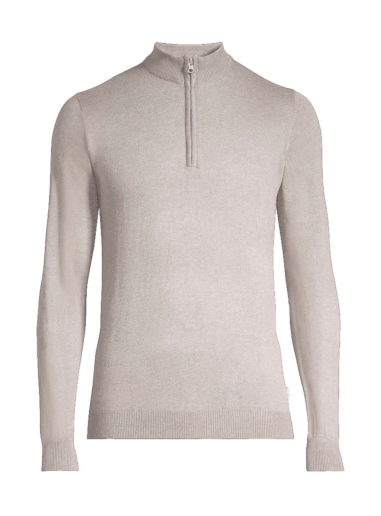 Cotton Quarter Zip Sweater - Beige