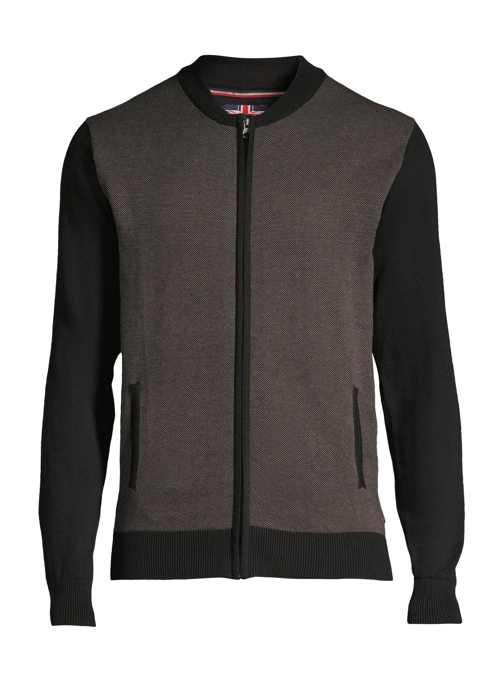 Chandail zippé col montant en coton - Noir