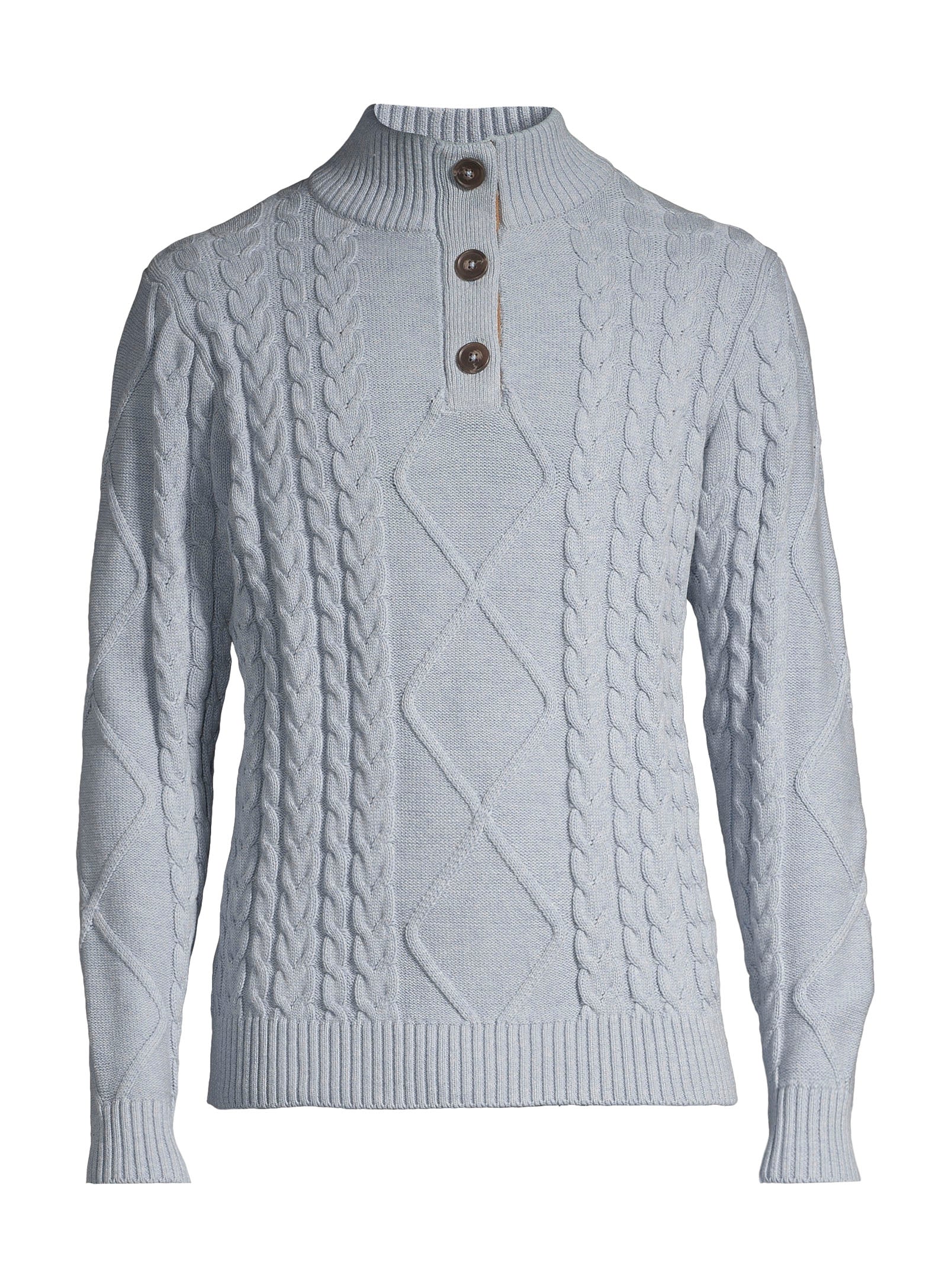 Chandail col montant boutonné en coton - Bleu pâle