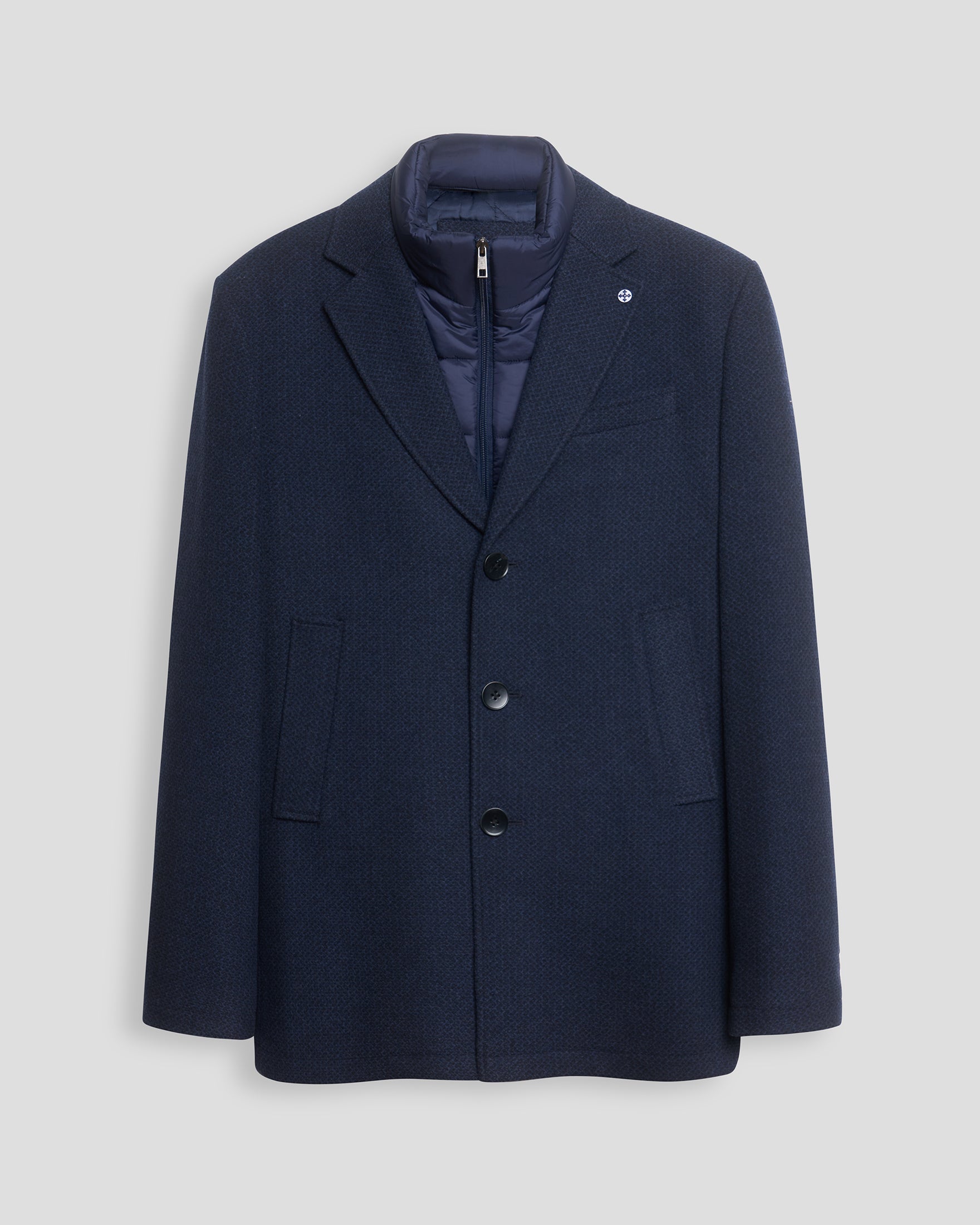 MANTEAU HABILLÉ AVEC PLASTRON AMOVIBLE - BLEU FONCÉ