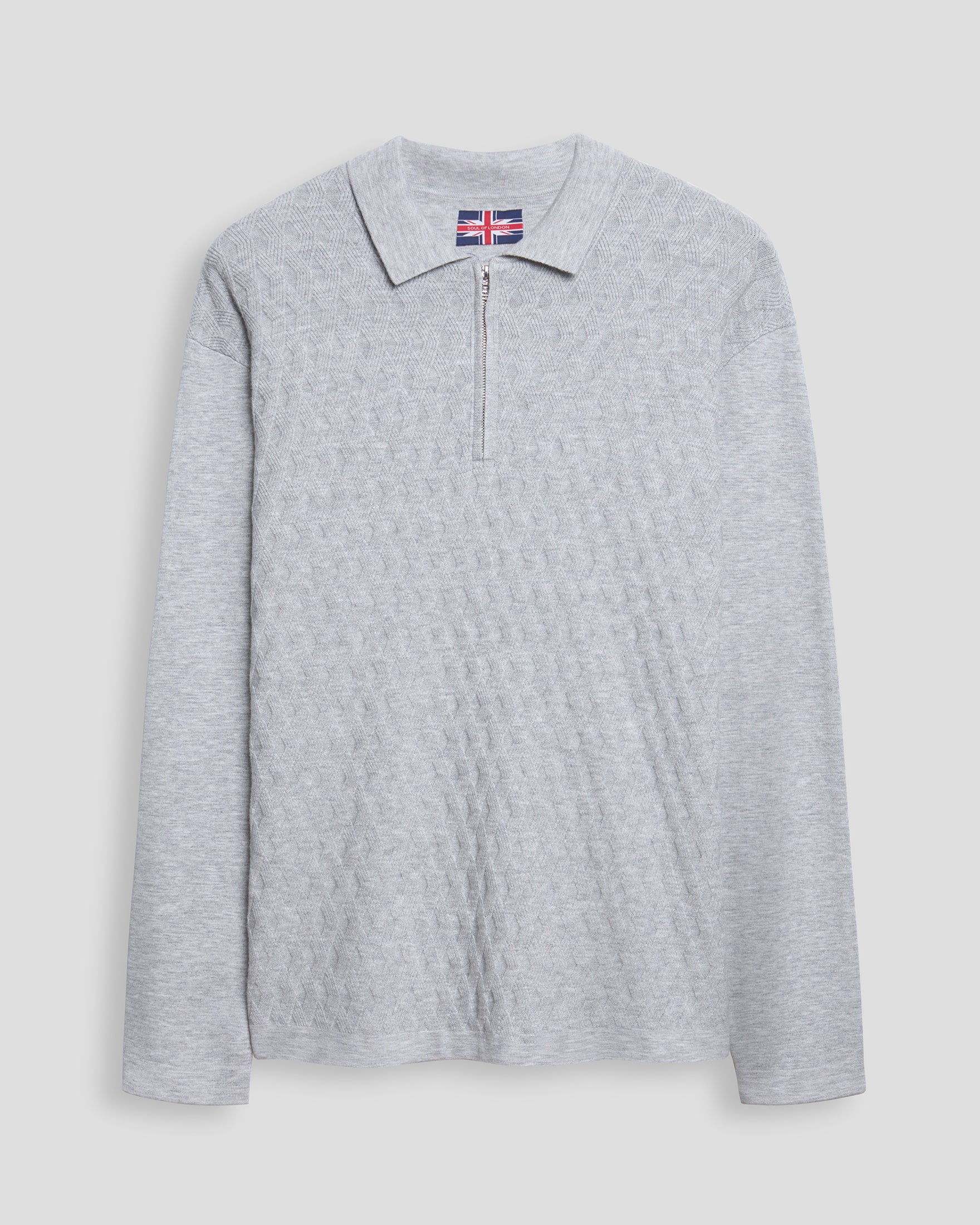 CHANDAIL POLO EN MÉLANGE À COL ZIPPÉ - PÂLE